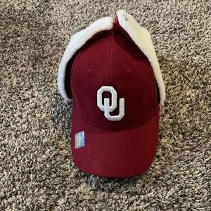 NWT vintage OU Oklahoma Sooners Sherpa trapper hat baseball cap maroon NCAA